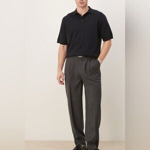 Asos Design Mens Smart Oversized Tapered Trousers Black Size 34x34 Micro Texture
